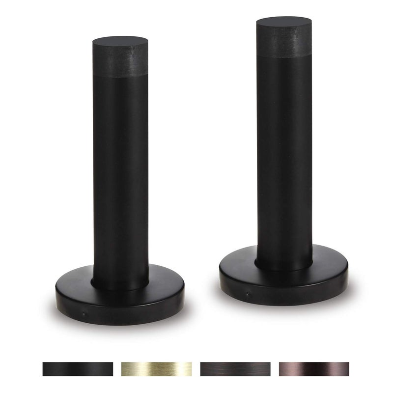 Orhemus Decorative Door Stoppers - 3.5 Inch 304 Stainless Steel Heavy Duty Door Stops with Rubber Tip Bumper for Wall and Door Protection Sound Dampening 2 Pack Matte Black - Image 1